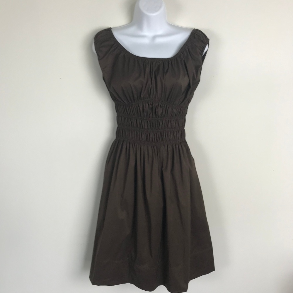 DVF Brown Stretchy Peasant Style Dress